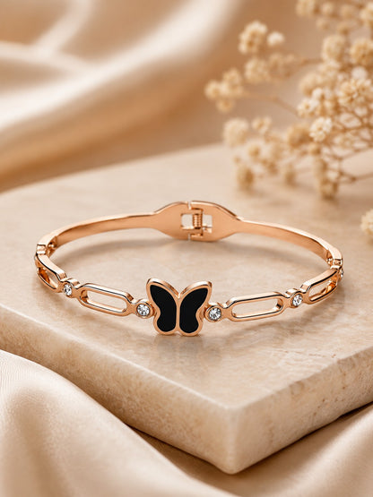 Women Rose Gold-Toned Embellished Premium Bracelet with Elegant Detailing