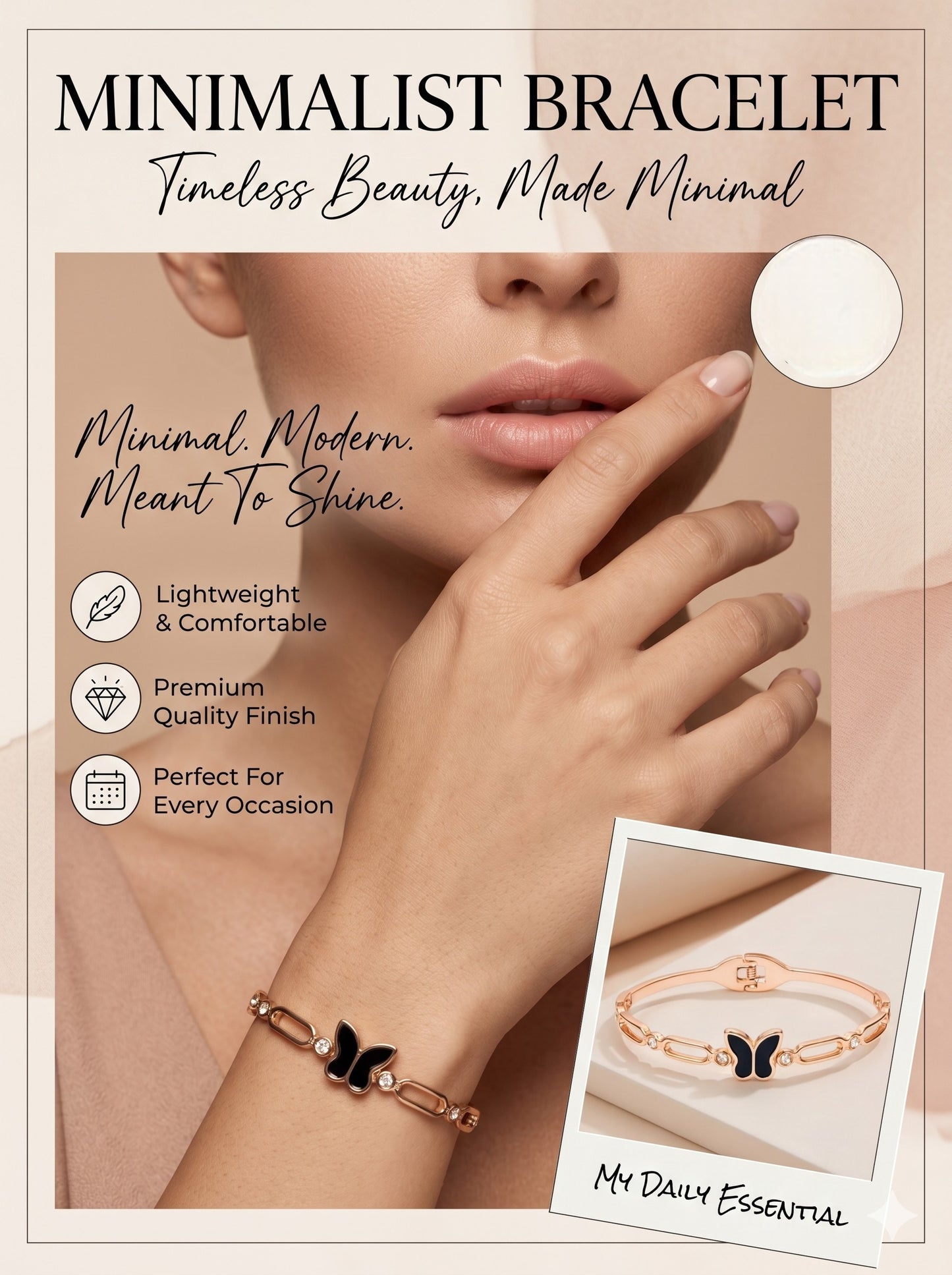 Women Rose Gold-Toned Embellished Premium Bracelet with Elegant Detailing