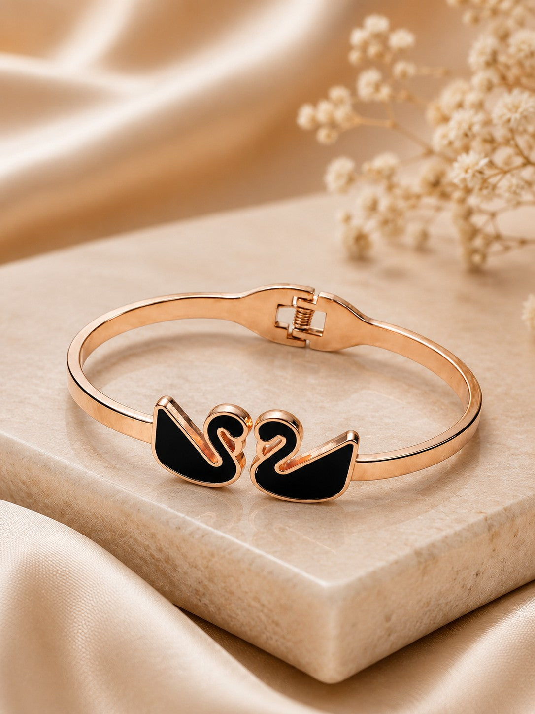 Women Rose Gold-Toned Embellished Premium Bracelet with Elegant Detailing