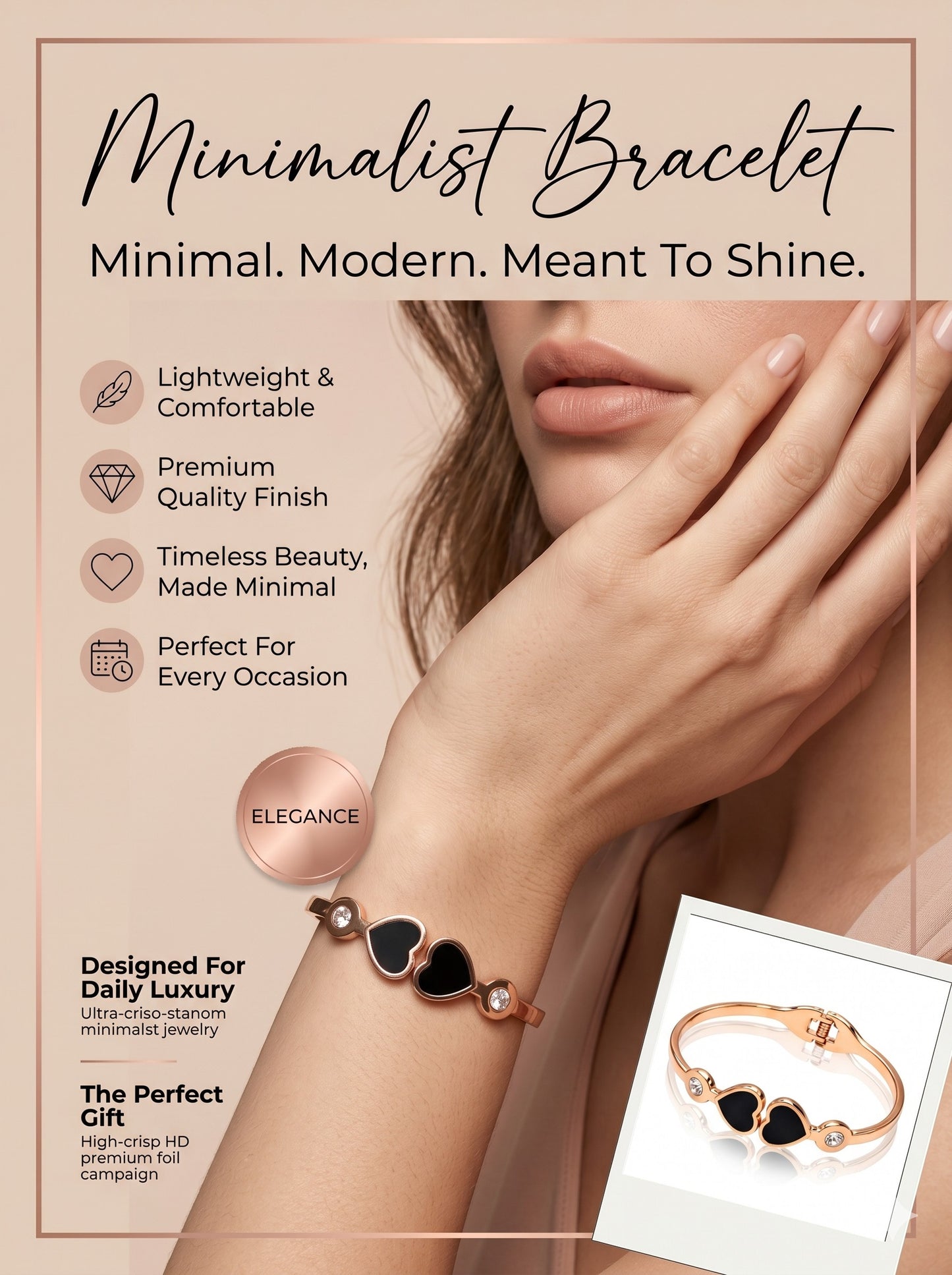 Women Rose Gold-Toned Embellished Premium Bracelet with Elegant Detailing