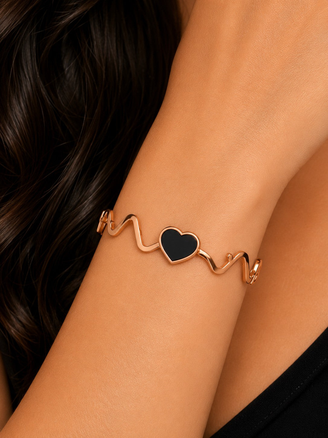 Women Rose Gold-Toned Embellished Premium Bracelet with Elegant Detailing