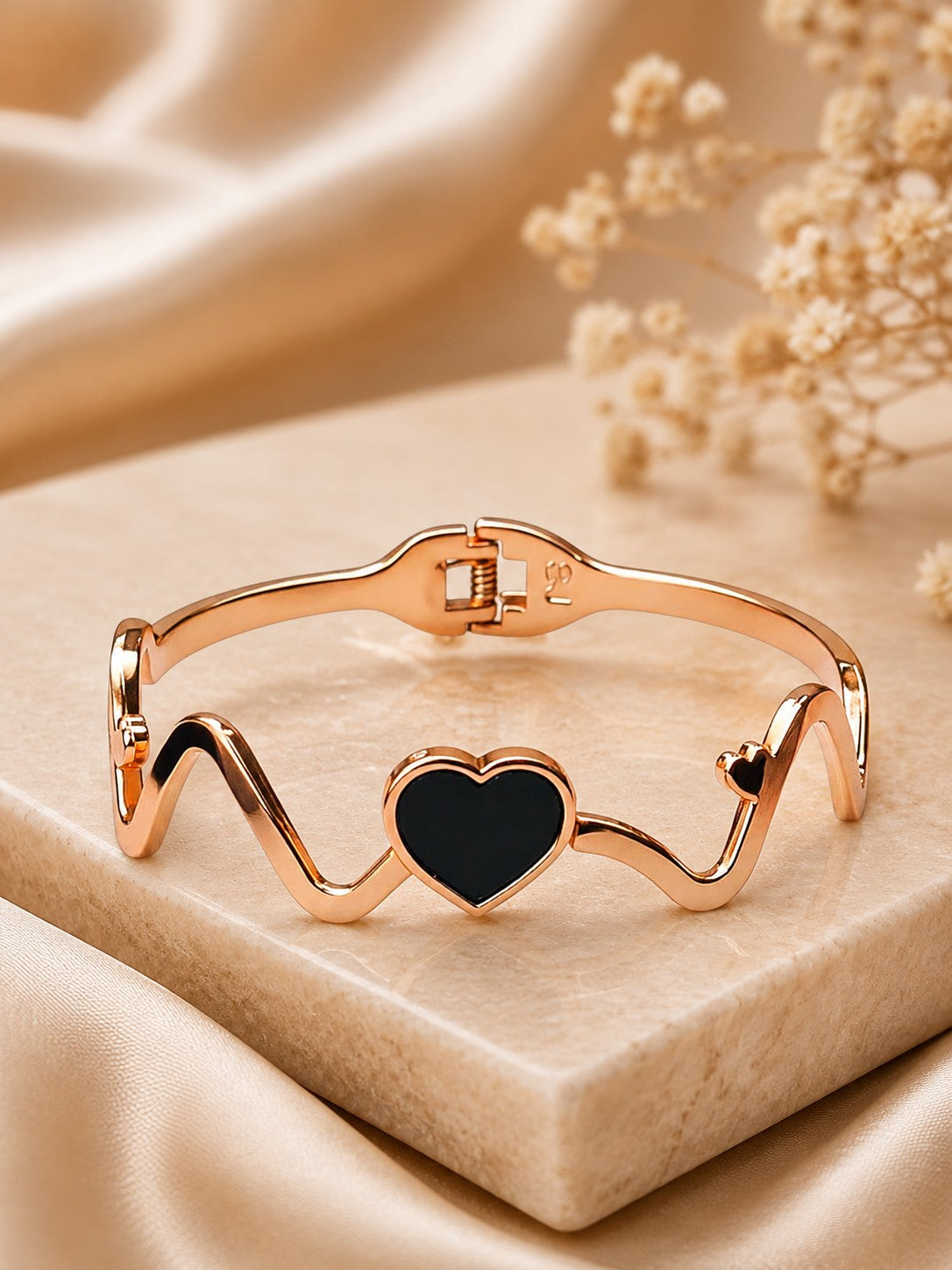 Women Rose Gold-Toned Embellished Premium Bracelet with Elegant Detailing