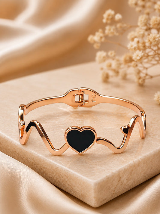 Women Rose Gold-Toned Embellished Premium Bracelet with Elegant Detailing