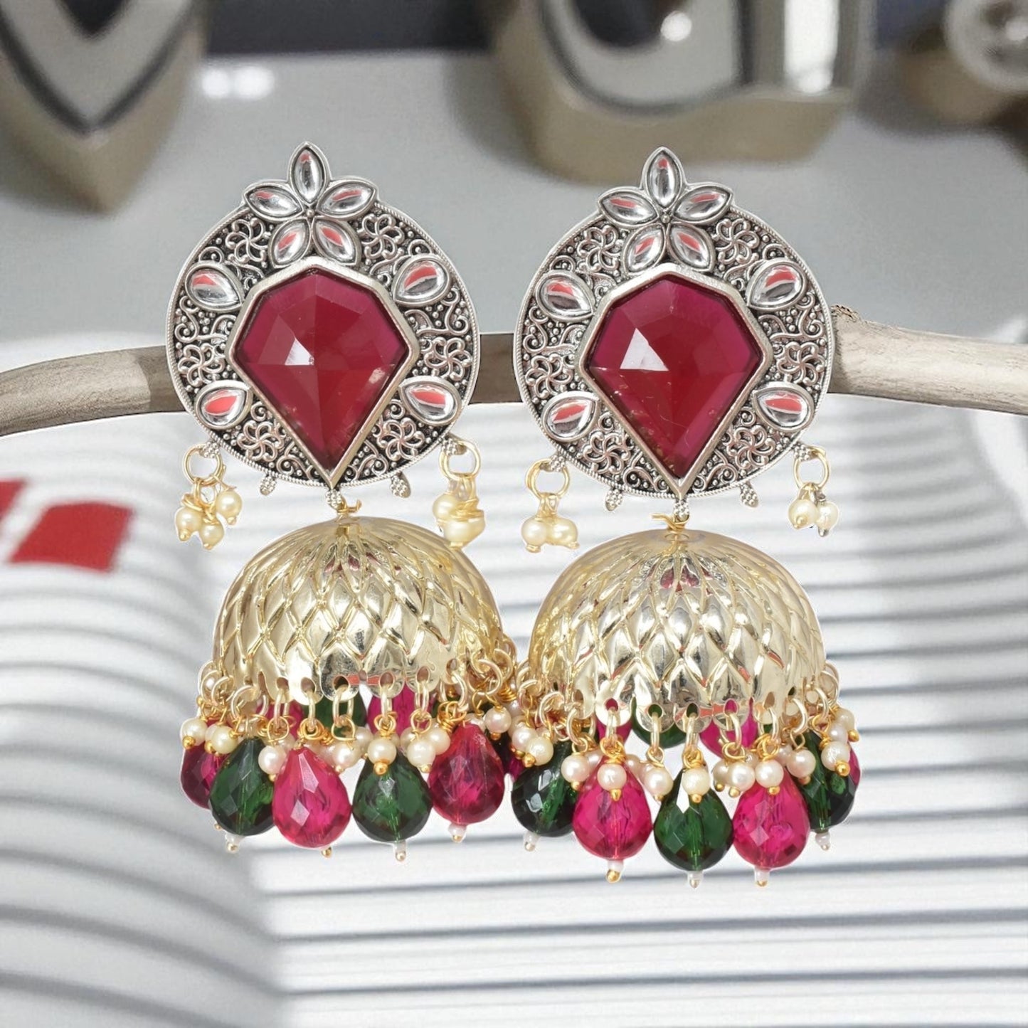 oxidised earring, german silver earrings, silver jhumka earring for women, oxidised jhumka for women, jhumka for women, traditional jhumka for women, Navratri earrings, Navratri jewellery, jhumka