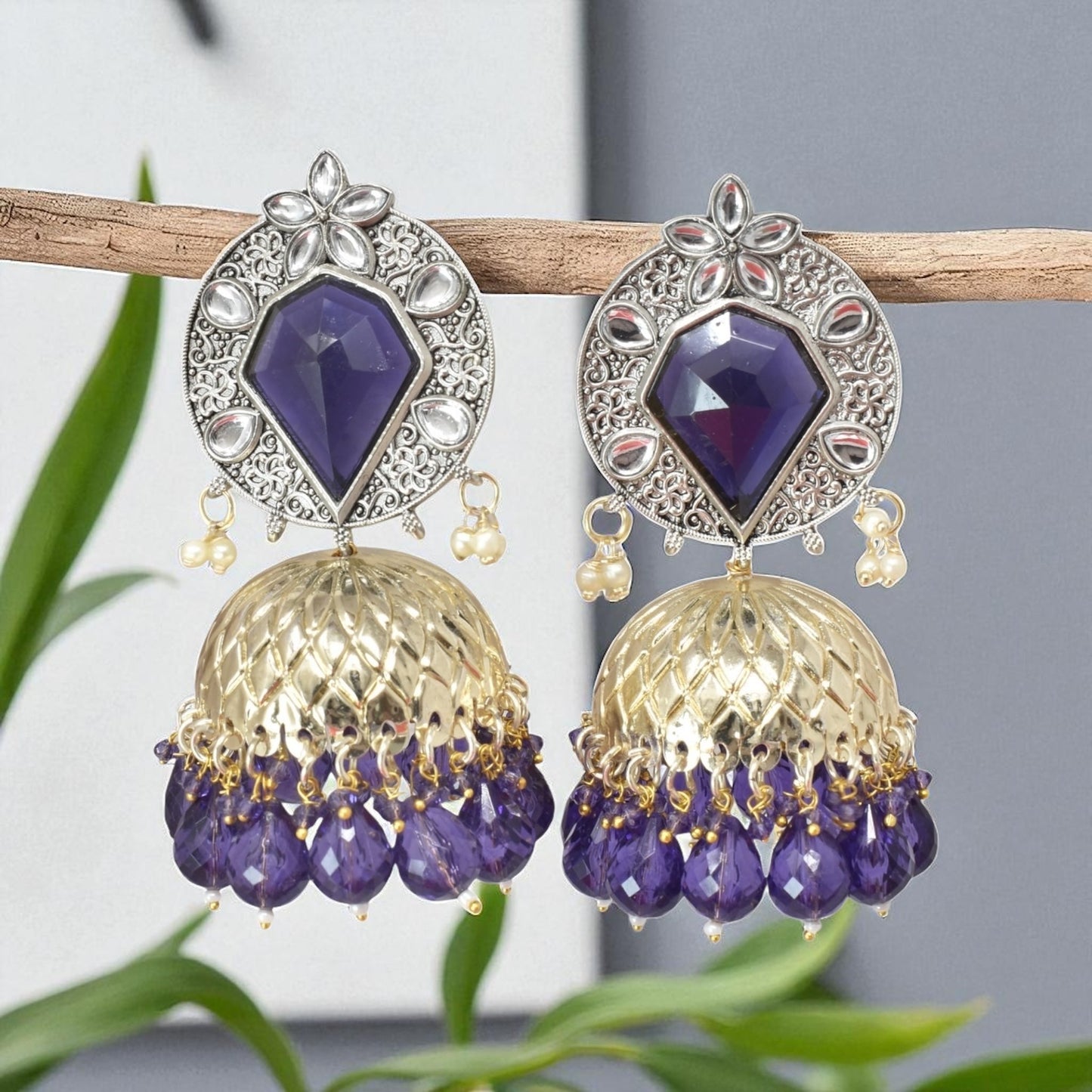 oxidised earring, german silver earrings, silver jhumka earring for women, oxidised jhumka for women, jhumka for women, traditional jhumka for women, Navratri earrings, Navratri jewellery, jhumka