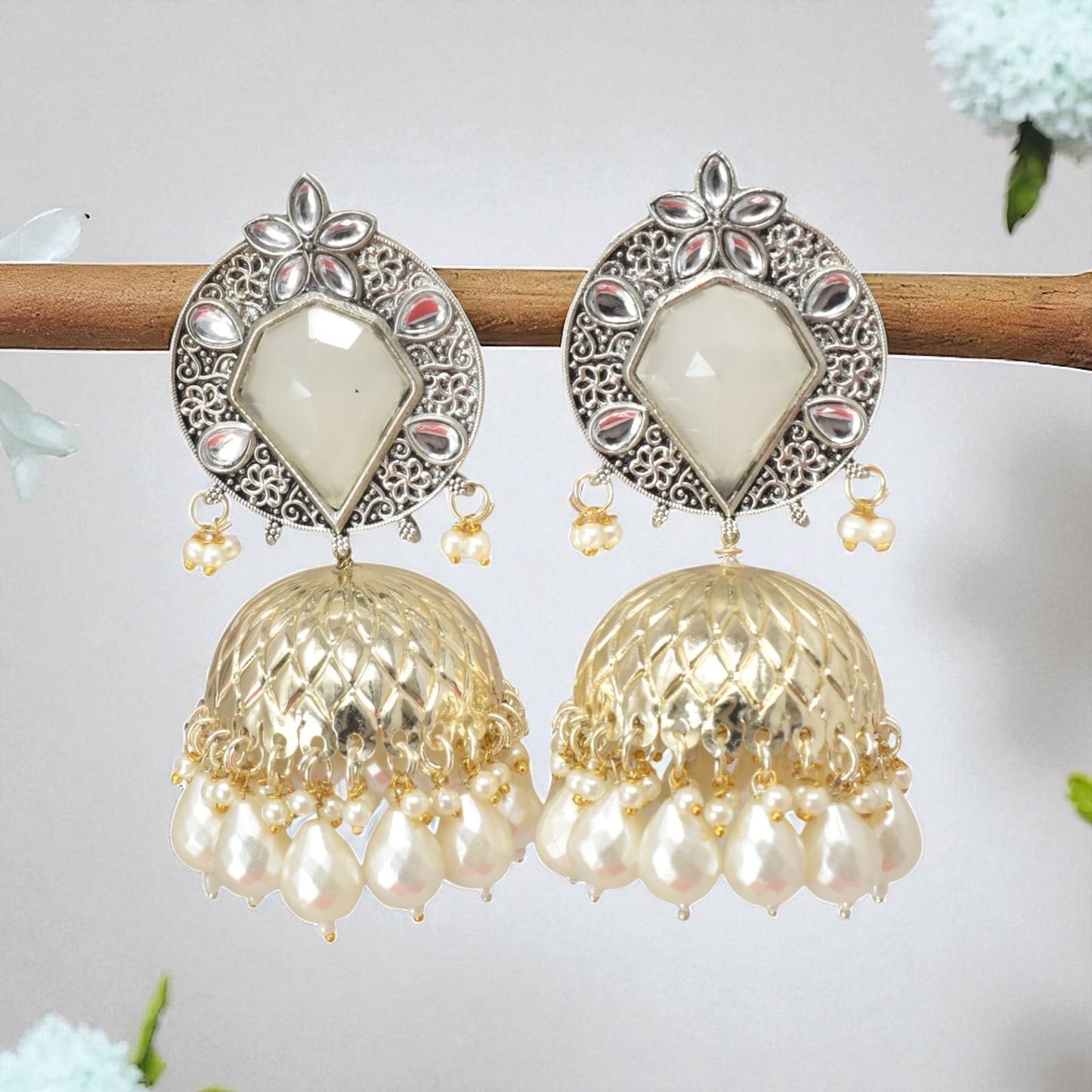 oxidised earring, german silver earrings, silver jhumka earring for women, oxidised jhumka for women, jhumka for women, traditional jhumka for women, Navratri earrings, Navratri jewellery, jhumka