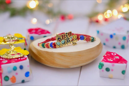 Divine Big Bro Meenakari with Morpankh Rakhis1 Rakhi Made from Cotton Threds with Pack of Roli Chawal n Rakshabandhan Greetings Card |rakhi for brother|Bhaiya Rakhi | Kids rakhi |Rakhi for kids|Rakhi for Bhaiya