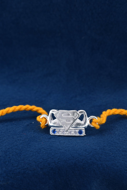 Adore Your Hero: super man bro 925 Silver Rakhi.