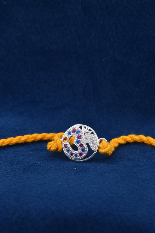 Spiritual Connection with OM 925 Silver Rakhi