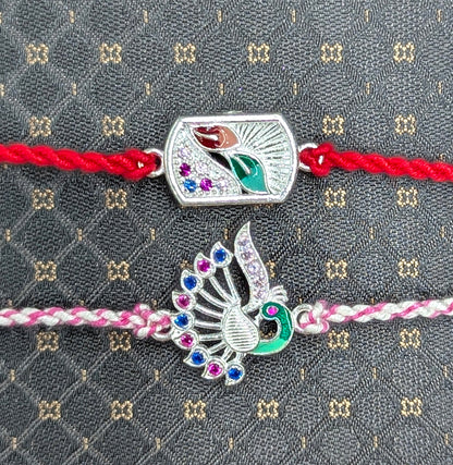 silver rakhi for Brother and Bhabhi