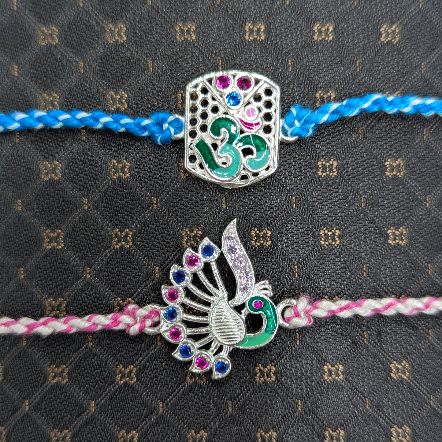 silver rakhi for Brother and Bhabhi