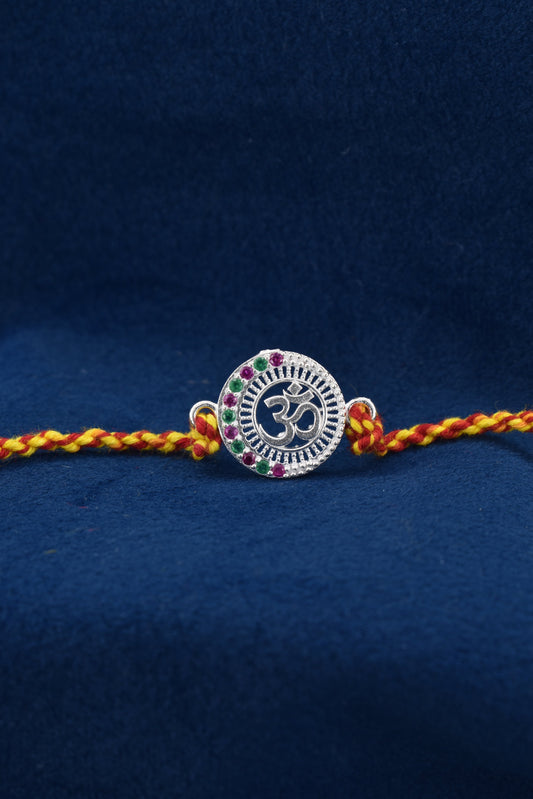 Timeless bond, OM blessed 925 Silver Rakhi.