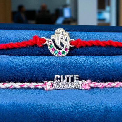 silver rakhi for Brother and Bhabhi