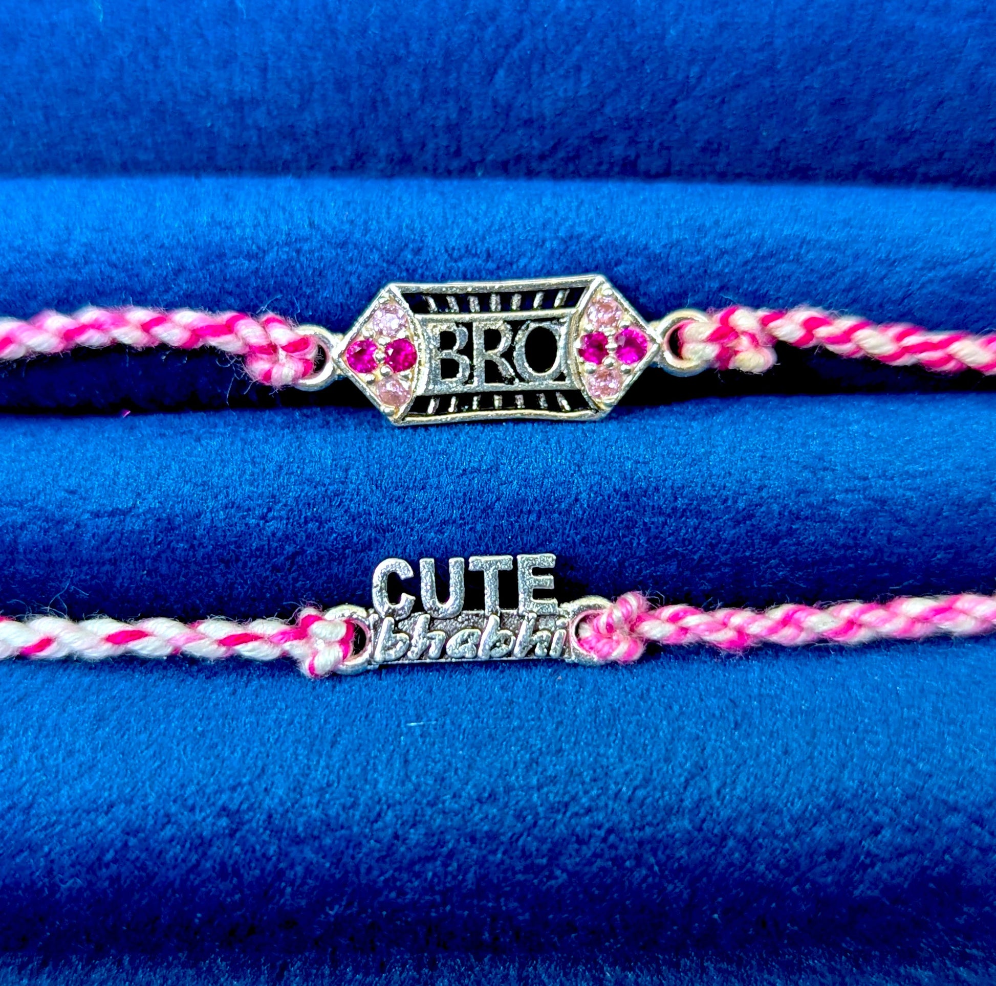 Bro and Cute Bhabhi Design 925 Silver Rakhi for Bhai and Bhabhi 