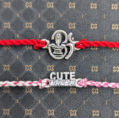 Shivling and Cute Bhabhi Design 925 Silver Rakhi for Bhaiya and Bhabhi 