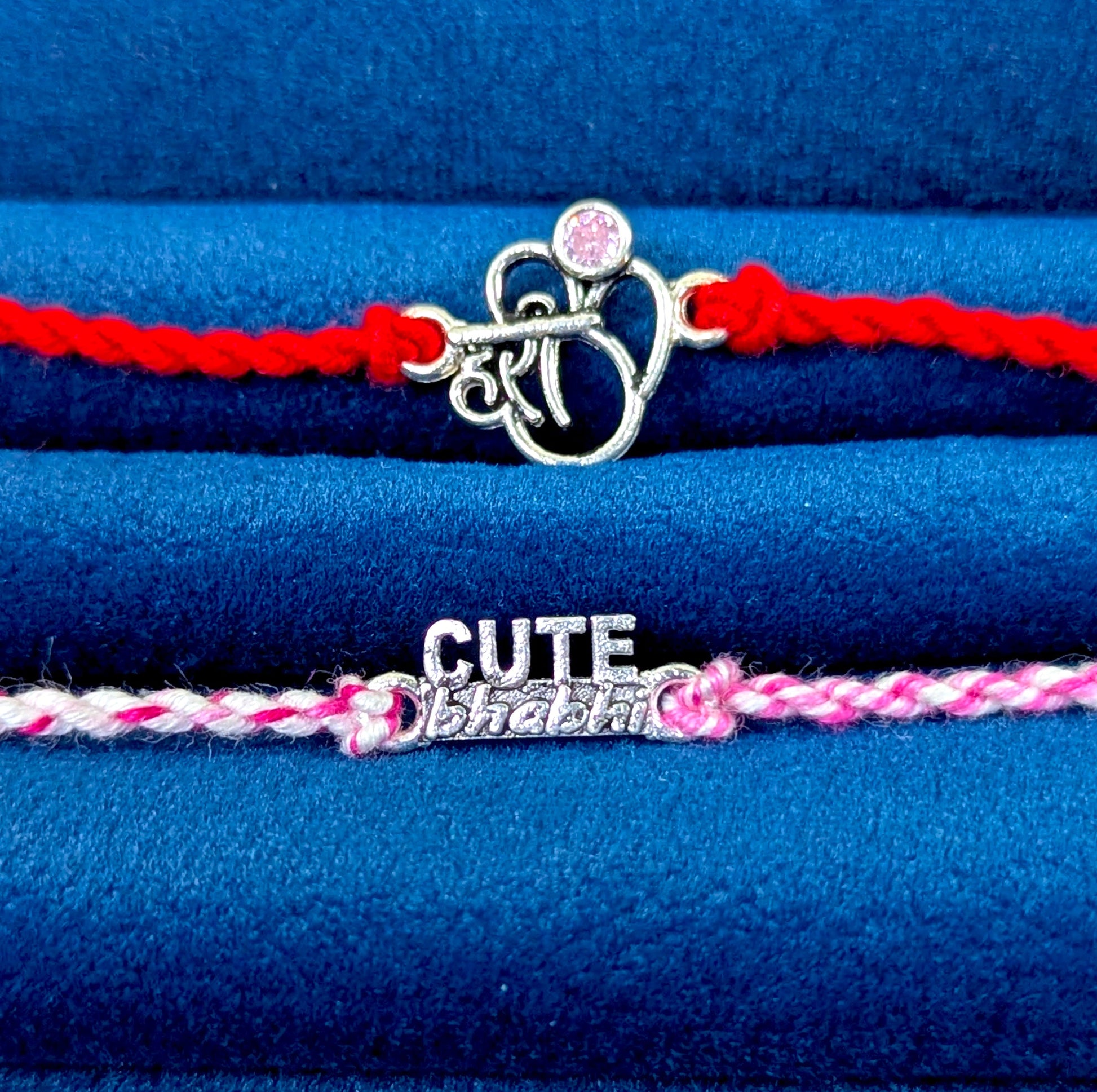 Hari Om and Cute Bhabhi Design 925 Silver Rakhi for Bhaiya and Bhabhi 