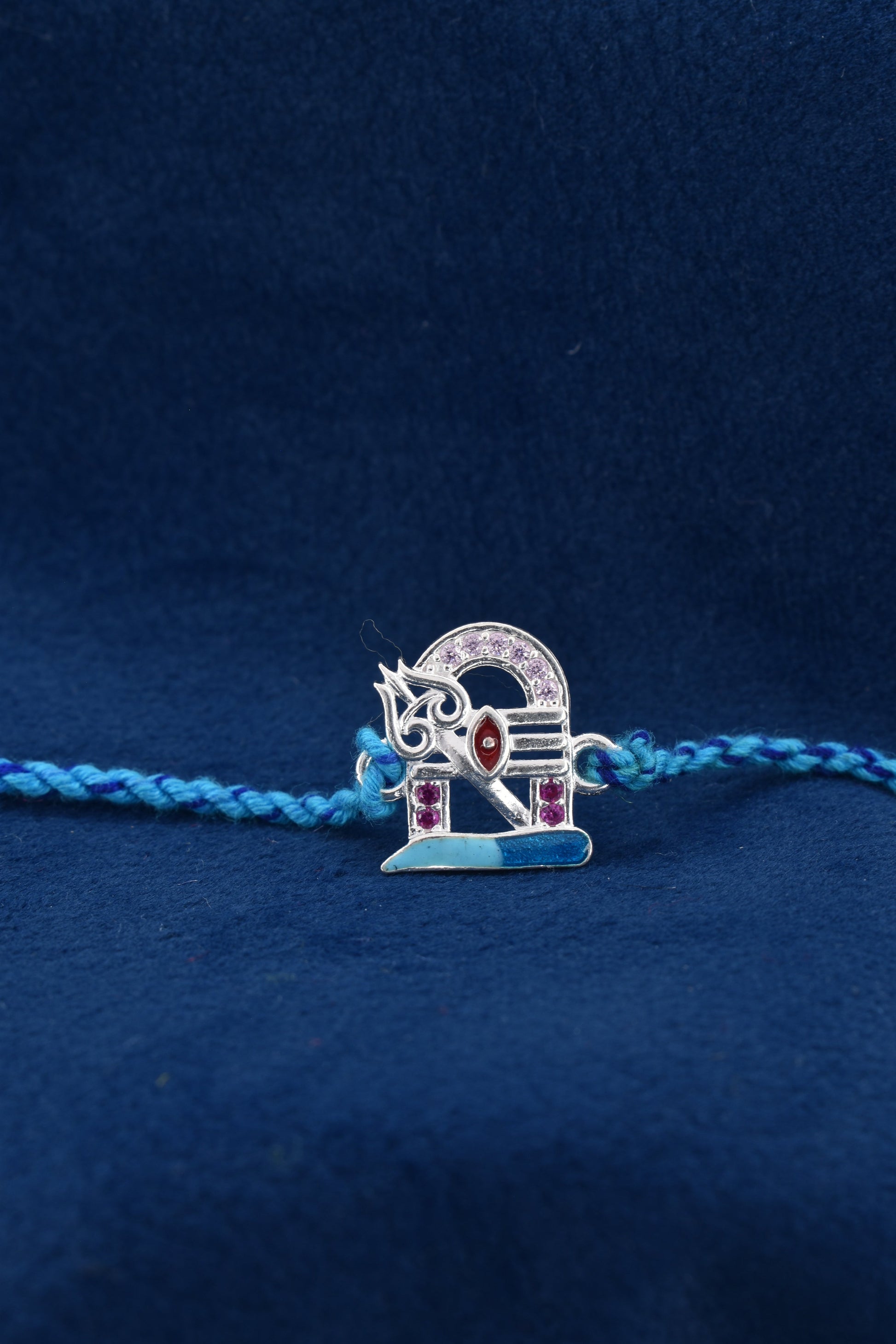 Sacred Shield: SHIVLING TRISHUL Purity 925 Silver Rakhi.