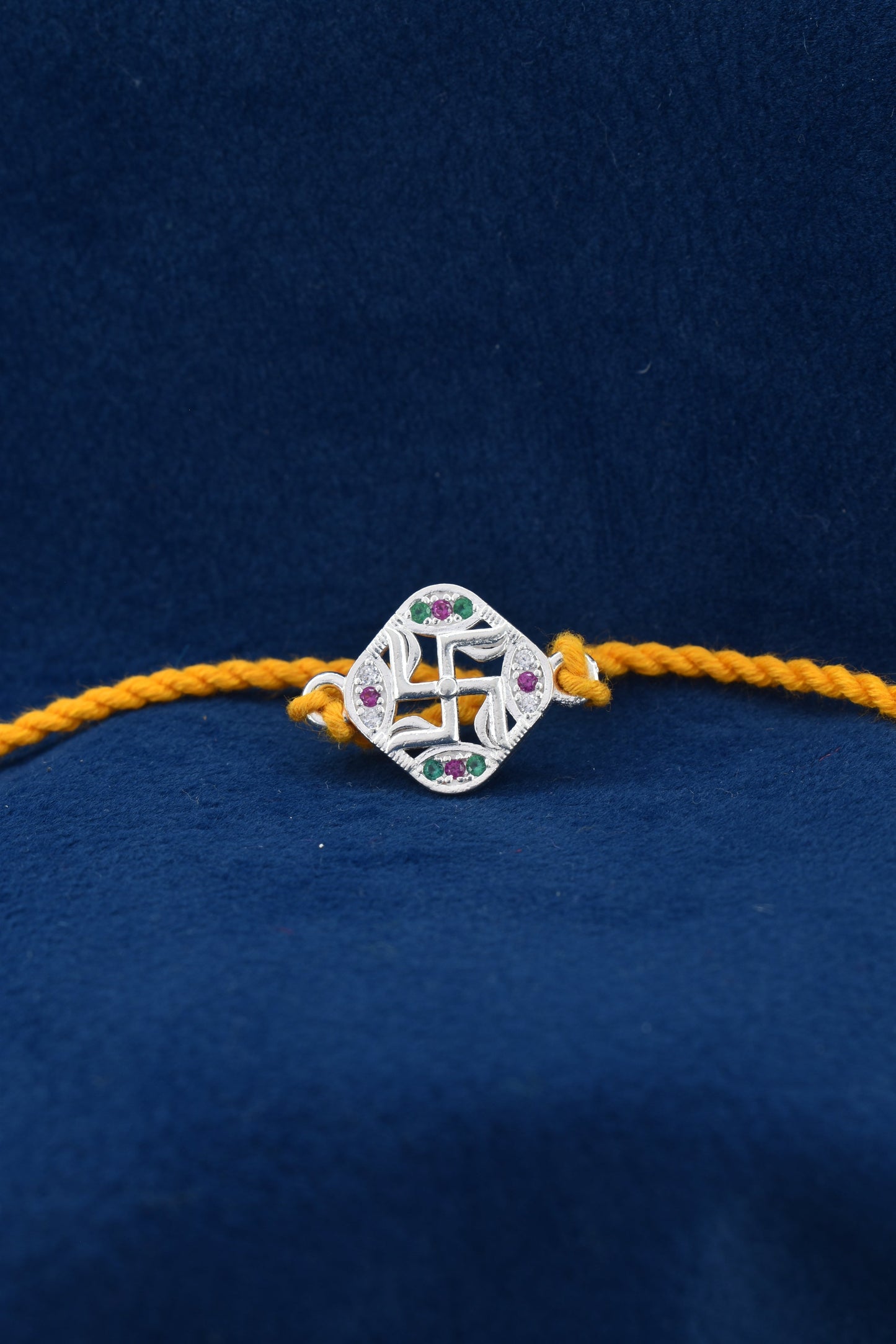 Auspicious **SWASTIKA** Design 925 Silver Rakhi.