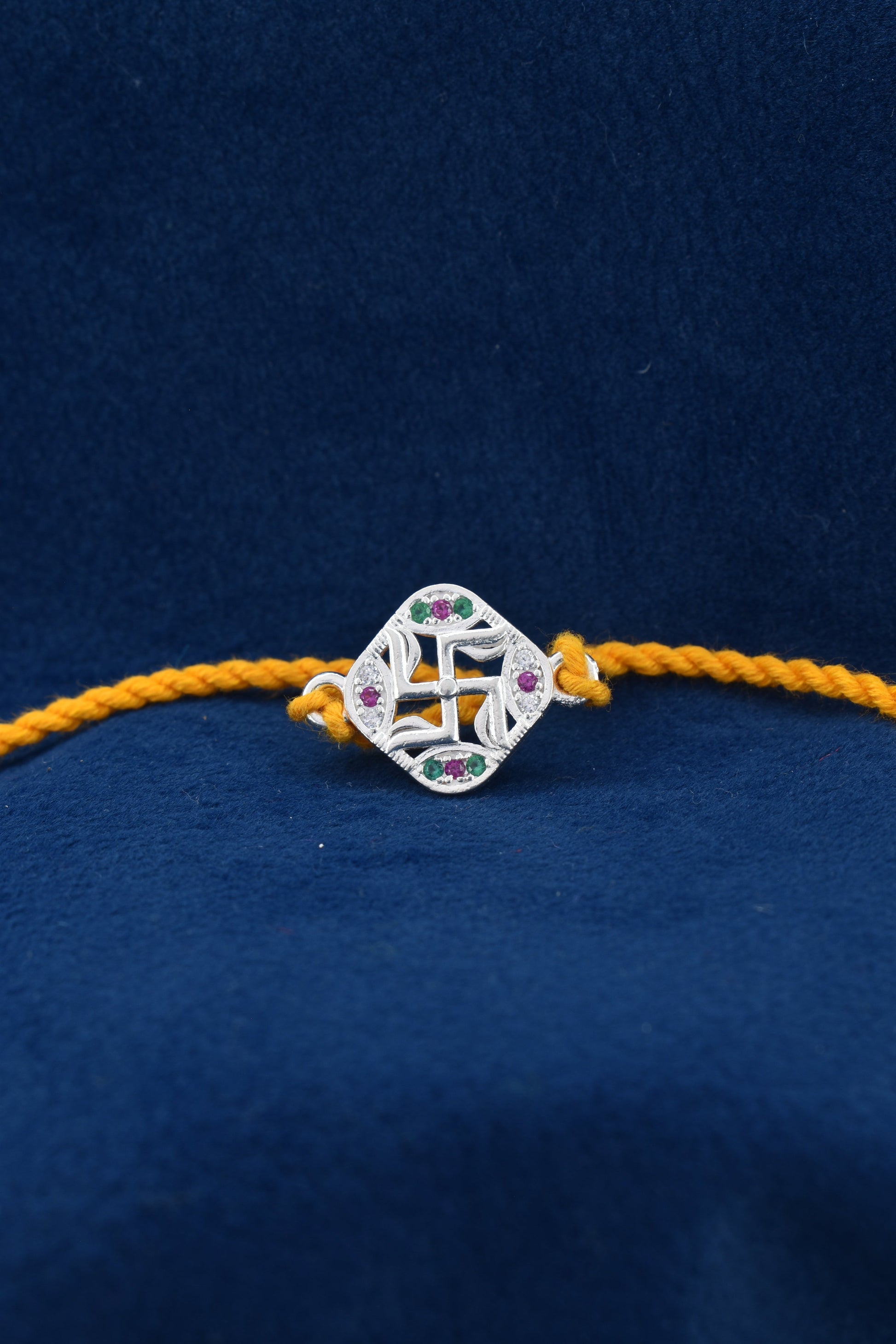 Auspicious **SWASTIKA** Design 925 Silver Rakhi.