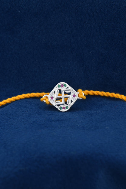 Auspicious **SWASTIKA** Design 925 Silver Rakhi.