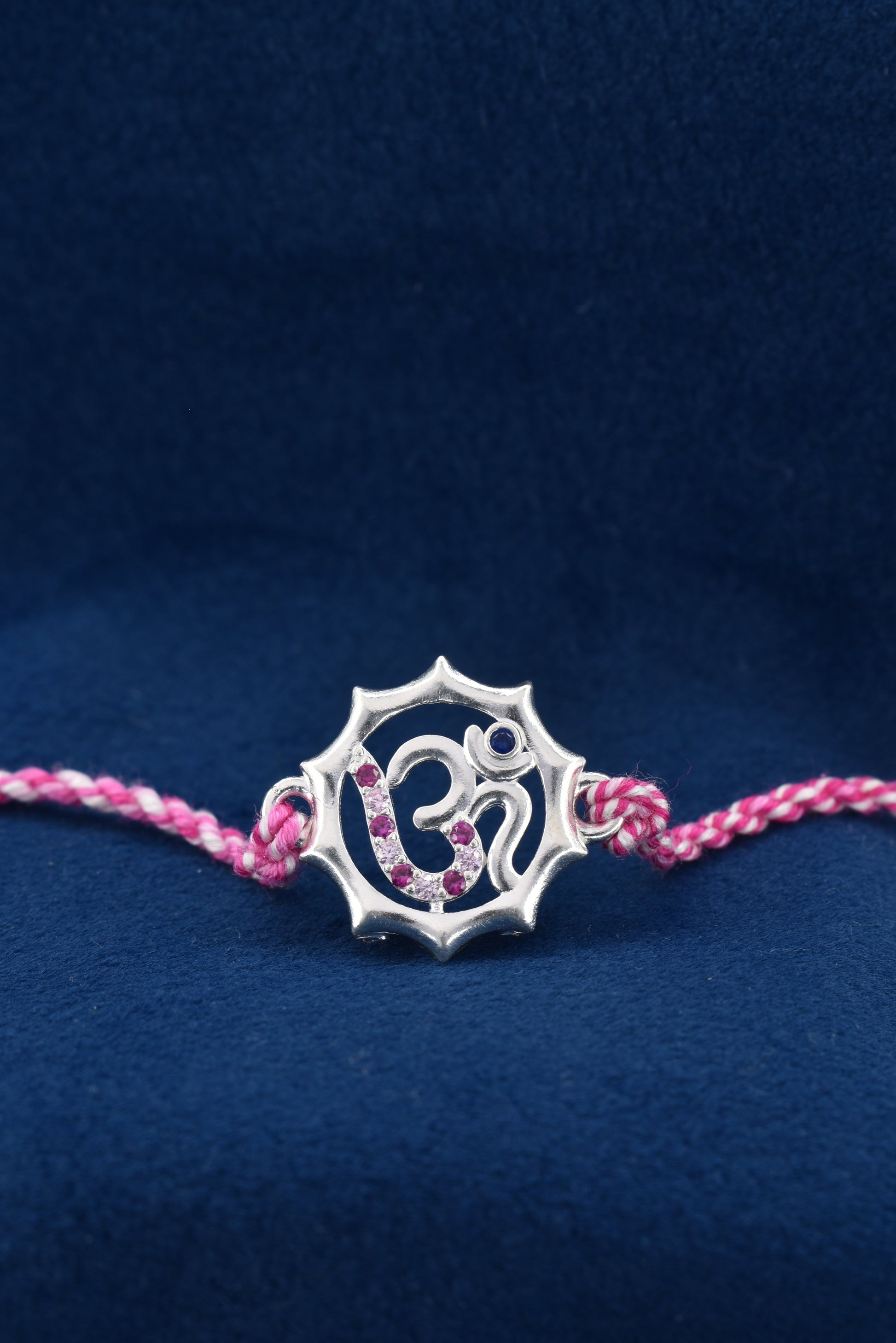 Meditative calm, OM inner peace 925 Silver Rakhi.