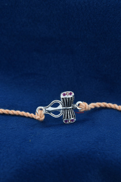 Venerated Symbol TRISHUL Charm 925 Silver Rakhi.