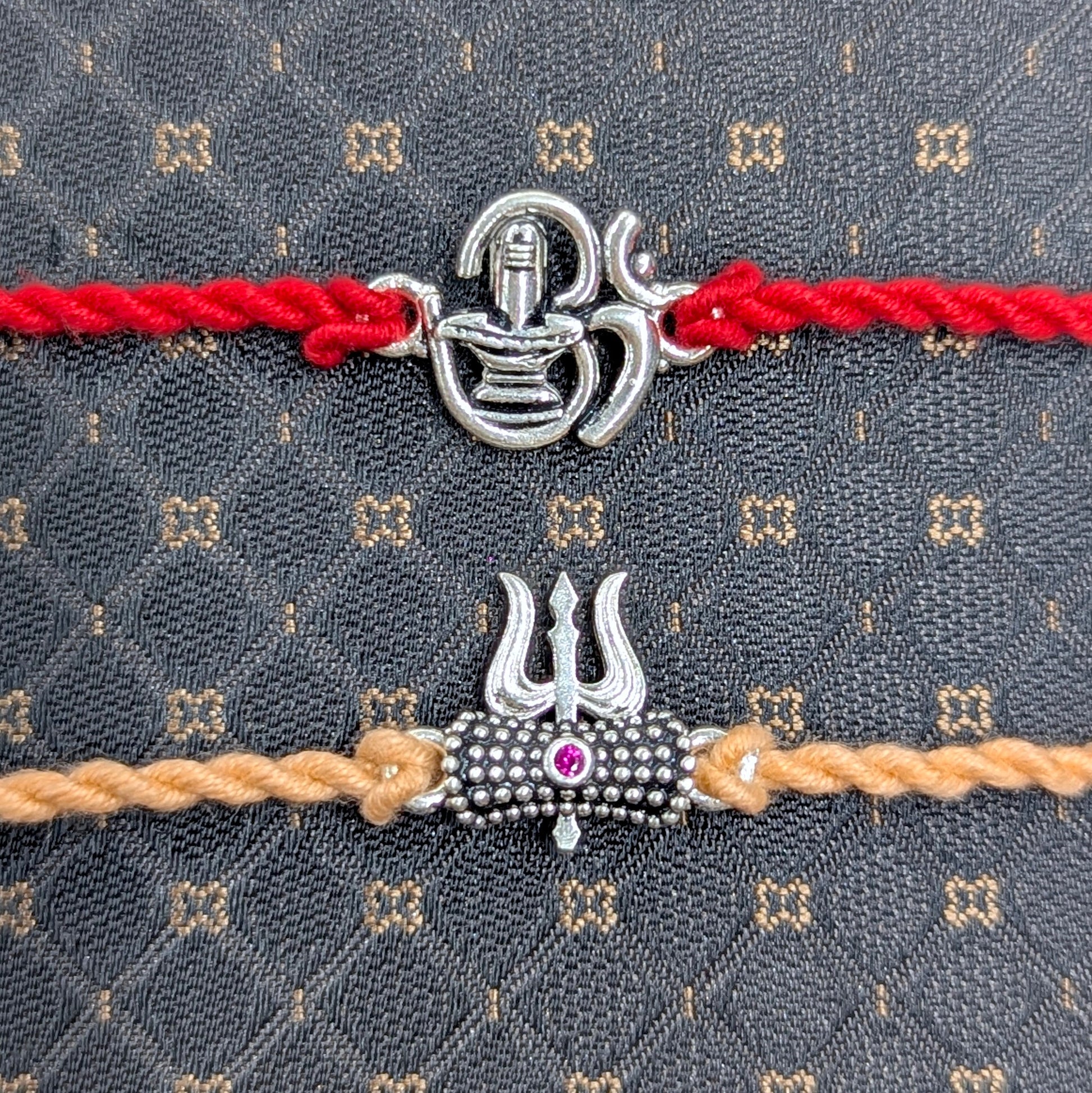 Shivling and Trishul Design 925 Silver Rakhi set of 2 