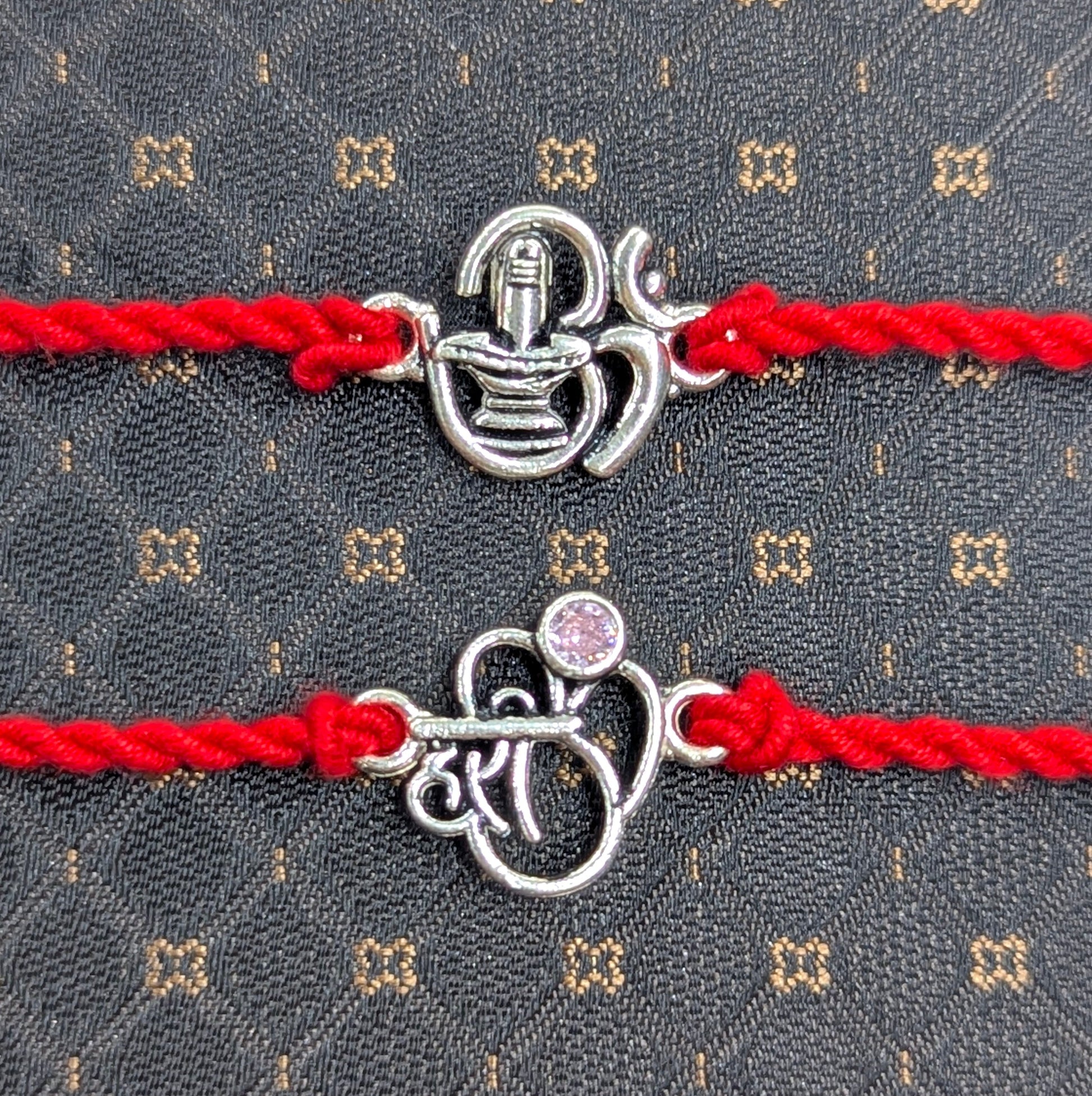 Shivling and Hari OM Design 925 Silver Rakhi gift set of 2