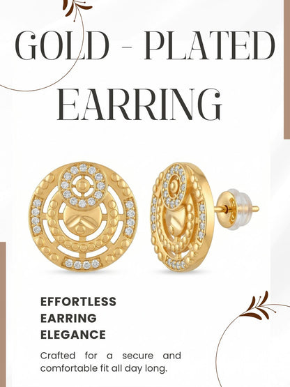 Gold-Toned Earrings and Ring Combo Set with Premium Sparkling Stone Finish for Women & Girls