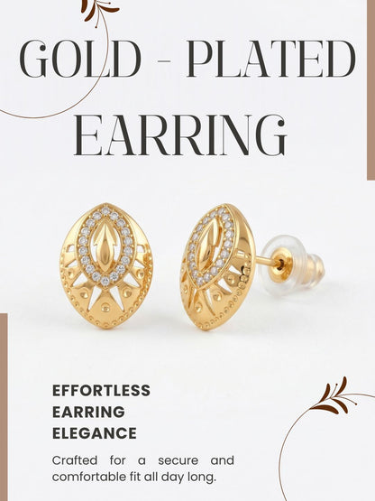Gold-Toned Earrings and Ring Combo Set with Premium Sparkling Stone Finish for Women & Girls