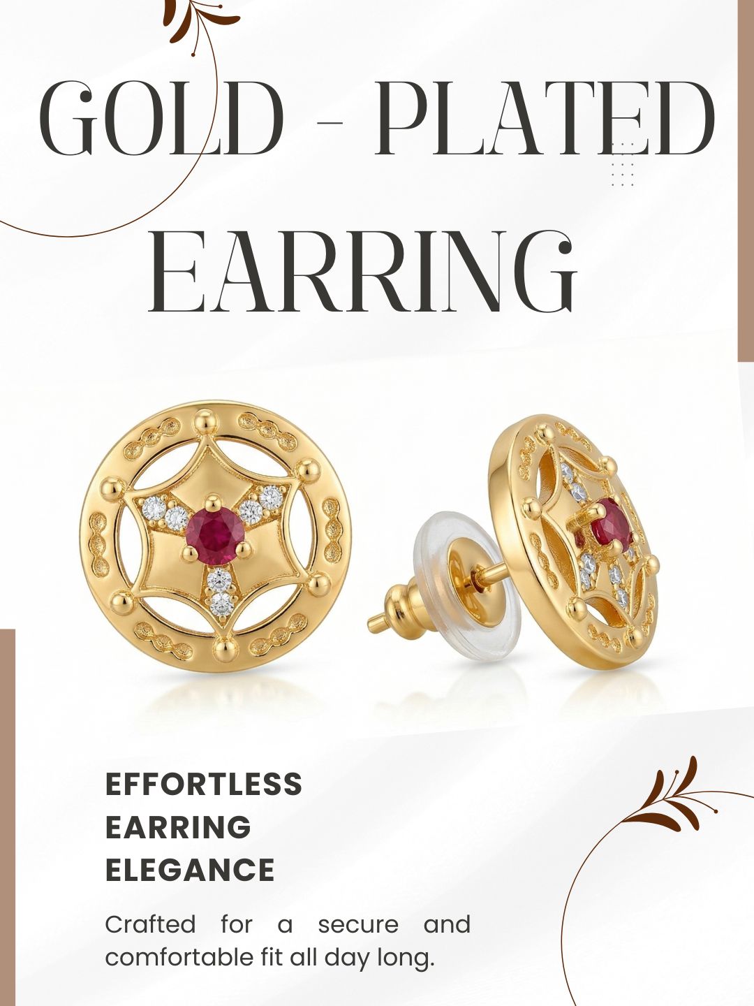 Gold-Toned Earrings and Ring Combo Set with Premium Sparkling Stone Finish for Women & Girls