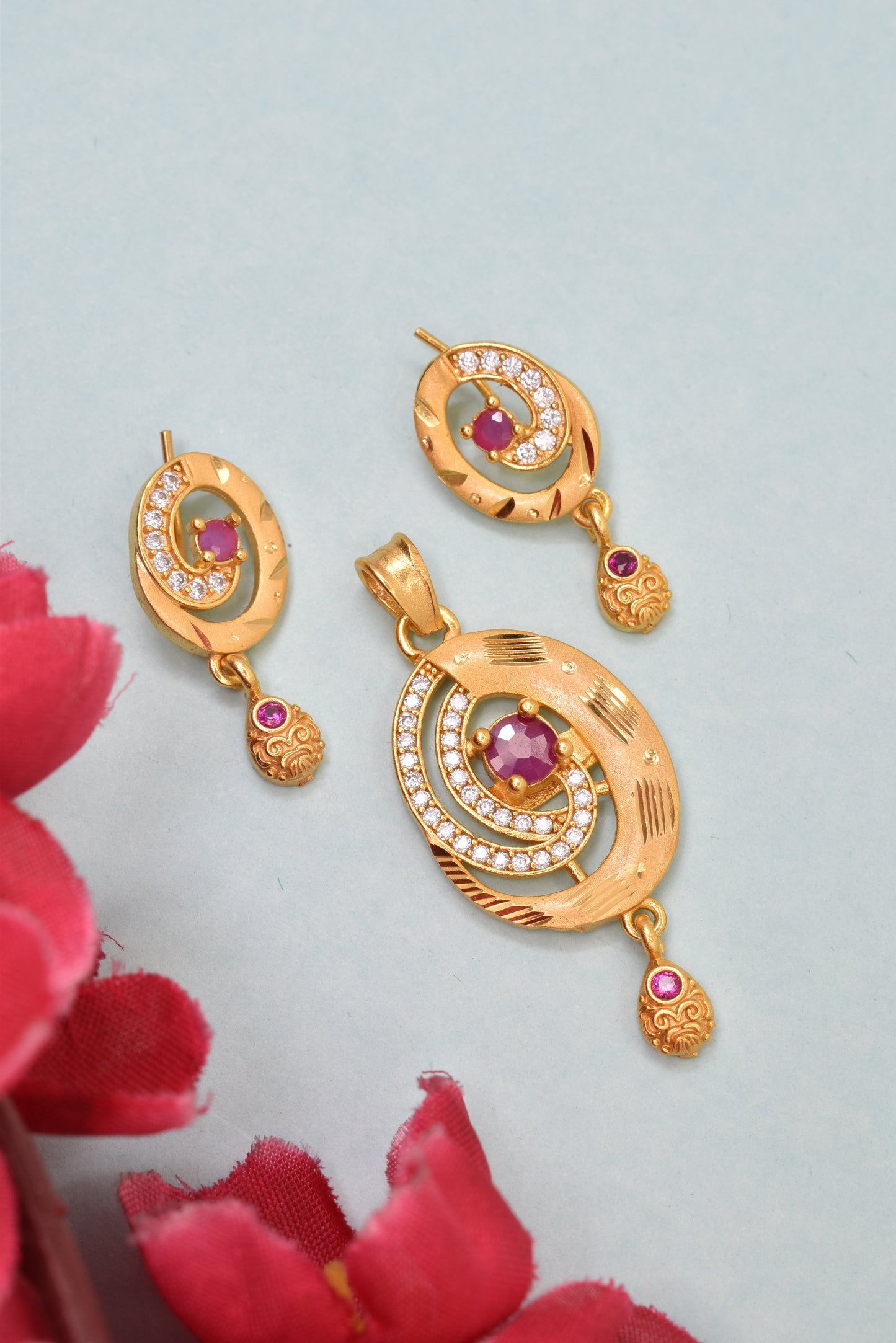 Timeless Micro Brass Gold-Plated Pendant and Earring Set