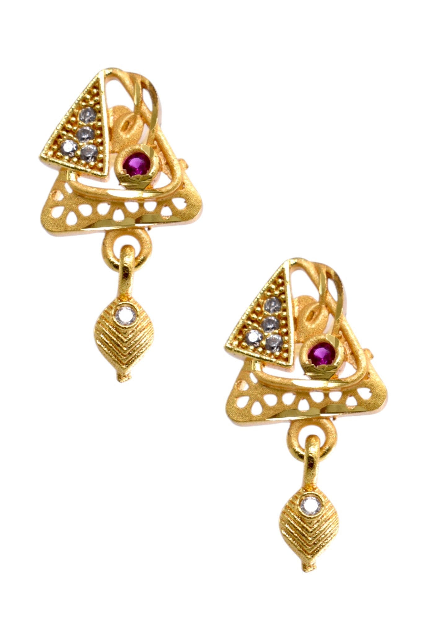 Meira Jewellery Gold Plated Stone Studded Pendant Necklace with Pink Center Accent for Women, Lightweight Party Jewellery for Festive, Wedding, Evening and Daily Styling with Premium Finish Chain-07