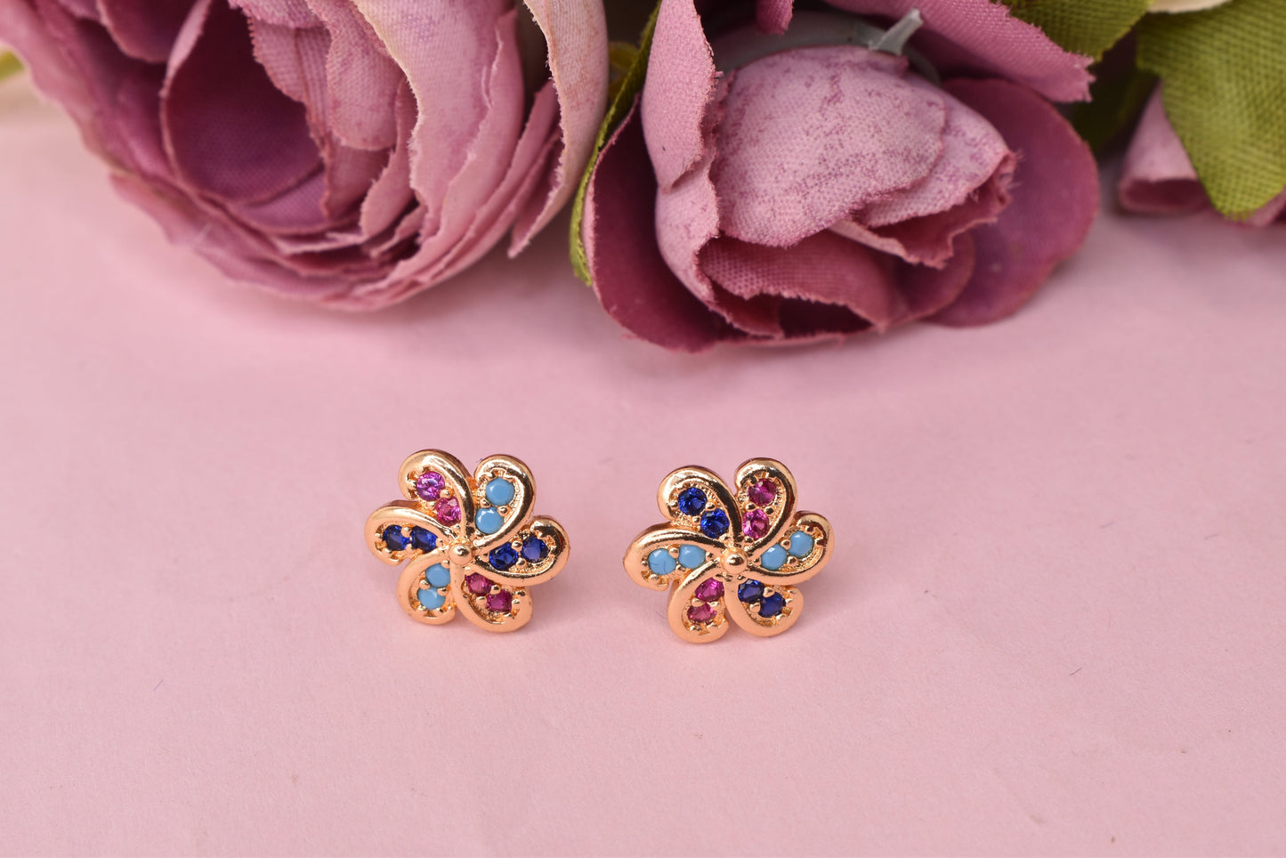 Rosegold,Stylish Latest Partywear,Dailywear,Delicate Officewear,Small stud,Antique earrings,Trend earrings for girls