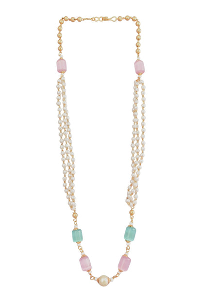Traditional Multi-Strand Pearl & Pastel Beaded Necklace for Women