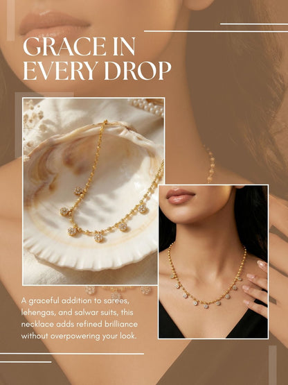 Luxury Multilayer Pearl chain maala  with Gemstone Detailing