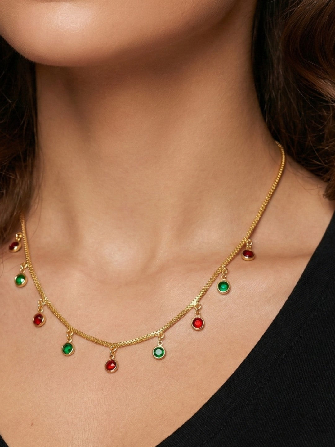 Luxury Multilayer Pearl chain maala  with Gemstone Detailing