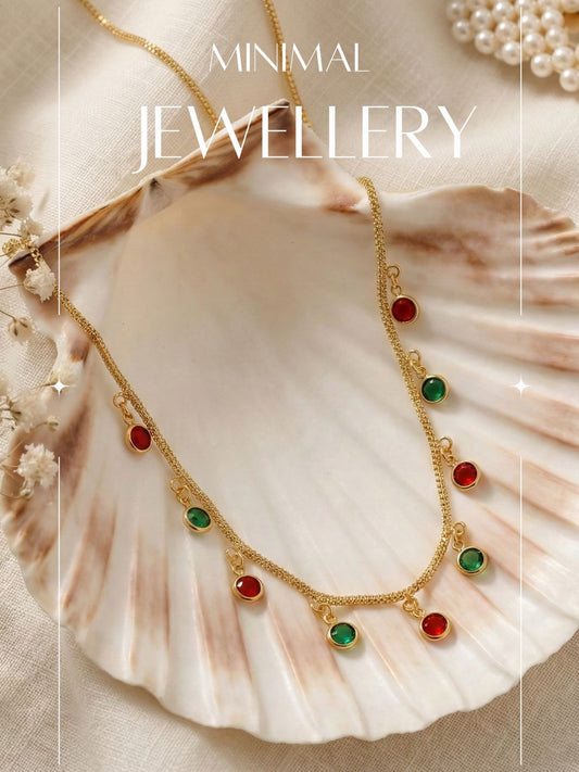 Luxury Multilayer Pearl chain maala  with Gemstone Detailing