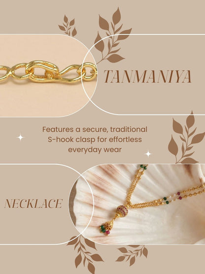 Luxury Multilayer Pearl chain maala  with Gemstone Detailing