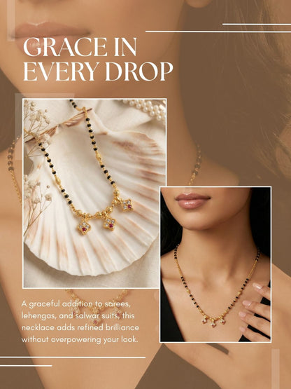 Luxury Multilayer Pearl chain maala  with Gemstone Detailing