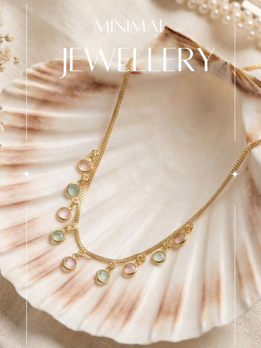 Luxury Multilayer Pearl chain maala  with Gemstone Detailing