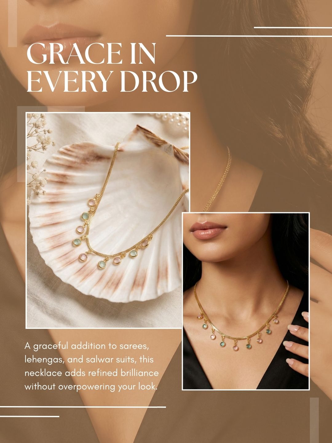 Luxury Multilayer Pearl chain maala  with Gemstone Detailing