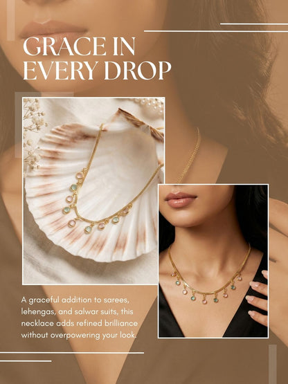 Luxury Multilayer Pearl chain maala  with Gemstone Detailing