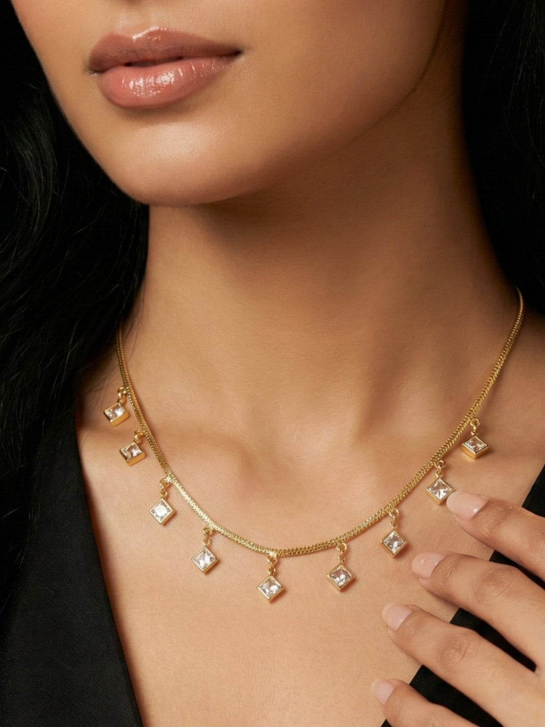 Luxury Multilayer Pearl chain maala  with Gemstone Detailing