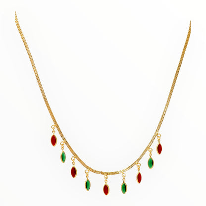 Luxury Multilayer Pearl chain maala  with Gemstone Detailing