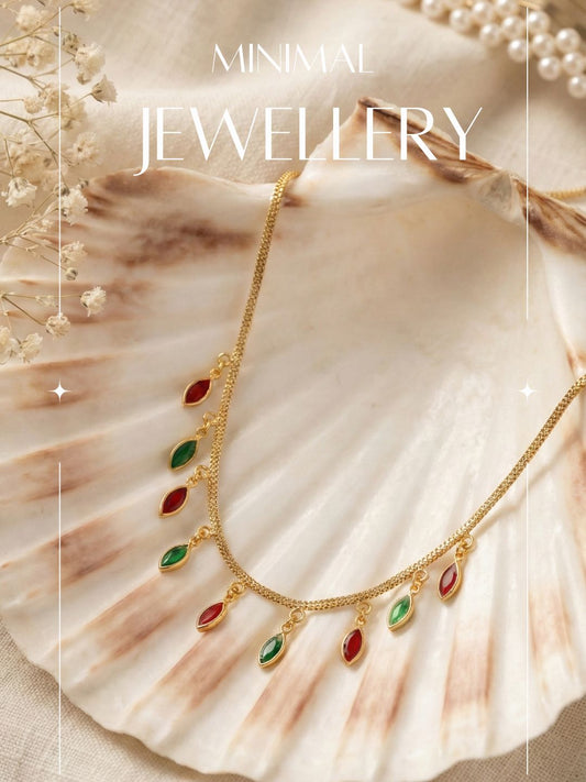 Luxury Multilayer Pearl chain maala  with Gemstone Detailing
