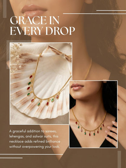 Luxury Multilayer Pearl chain maala  with Gemstone Detailing