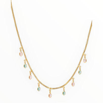 Luxury Multilayer Pearl chain maala  with Gemstone Detailing