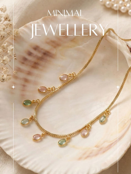 Luxury Multilayer Pearl chain maala  with Gemstone Detailing