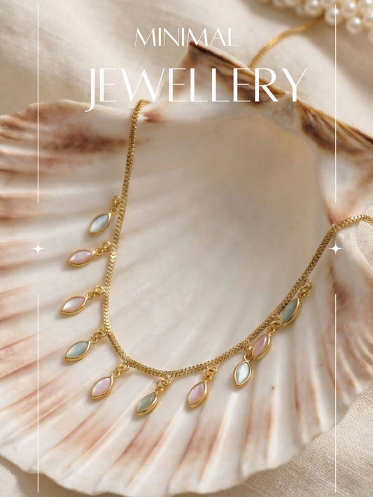 Luxury Multilayer Pearl chain maala  with Gemstone Detailing
